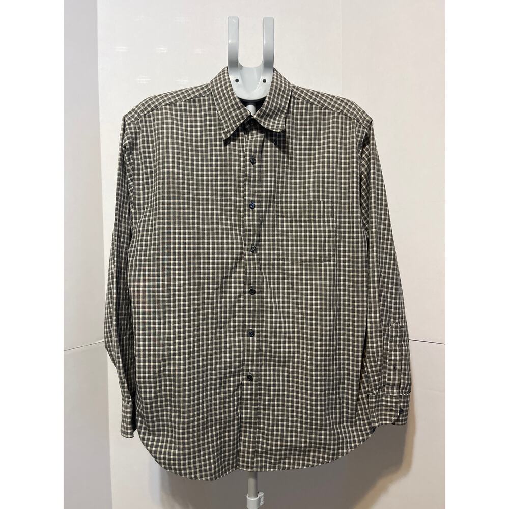 Van Heusen Men’s Gray Check Wrinkle-Free Long Sleeve Button-Down Shirt Size M
